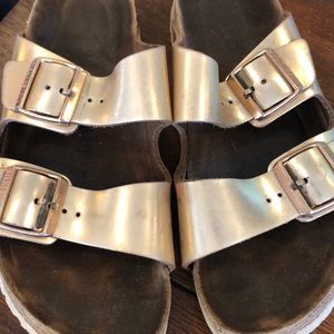 Rose Gold Birkenstock Arizona Sandals